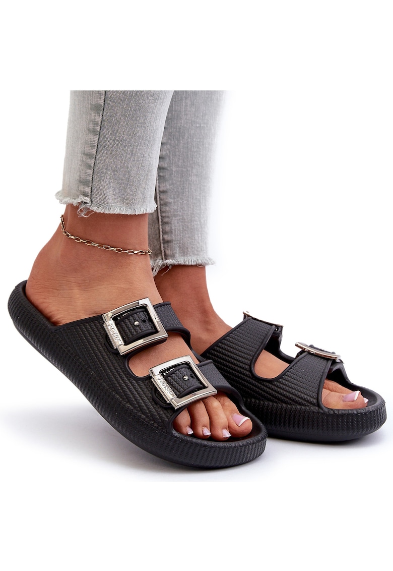Papuci dama - Sintetic - Negru - Negru