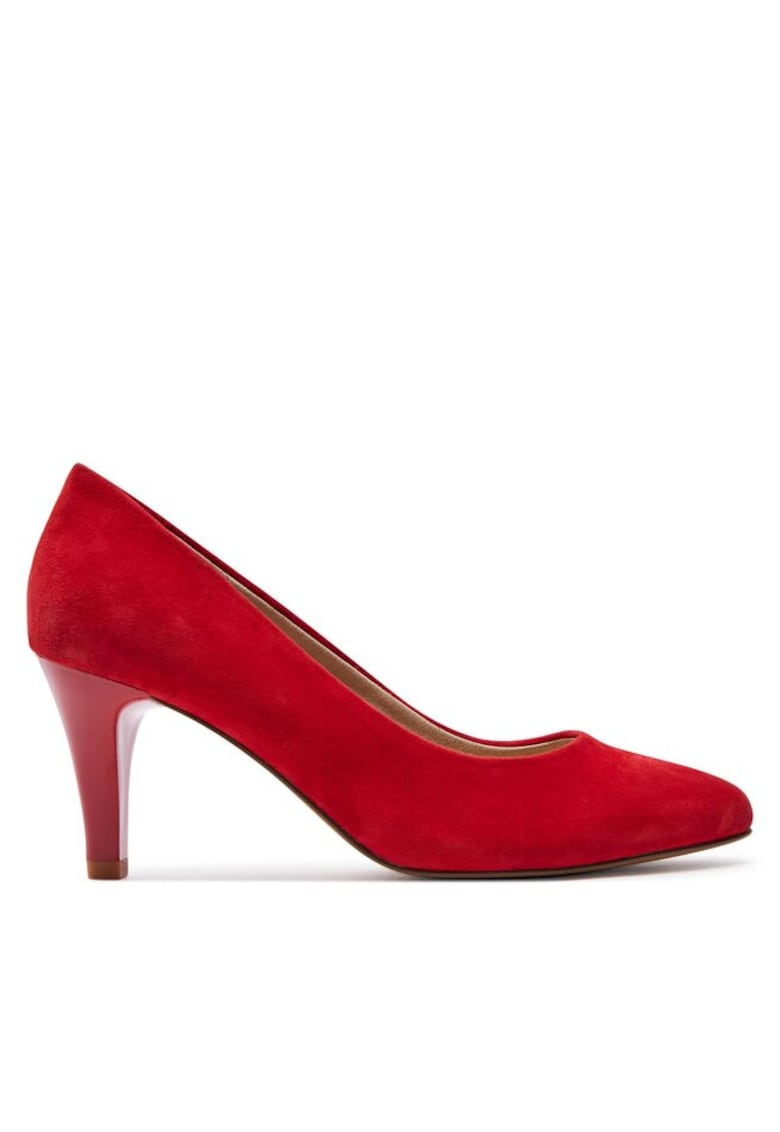 Pantofi dama 303662479 - Piele intoarsa - Rosu