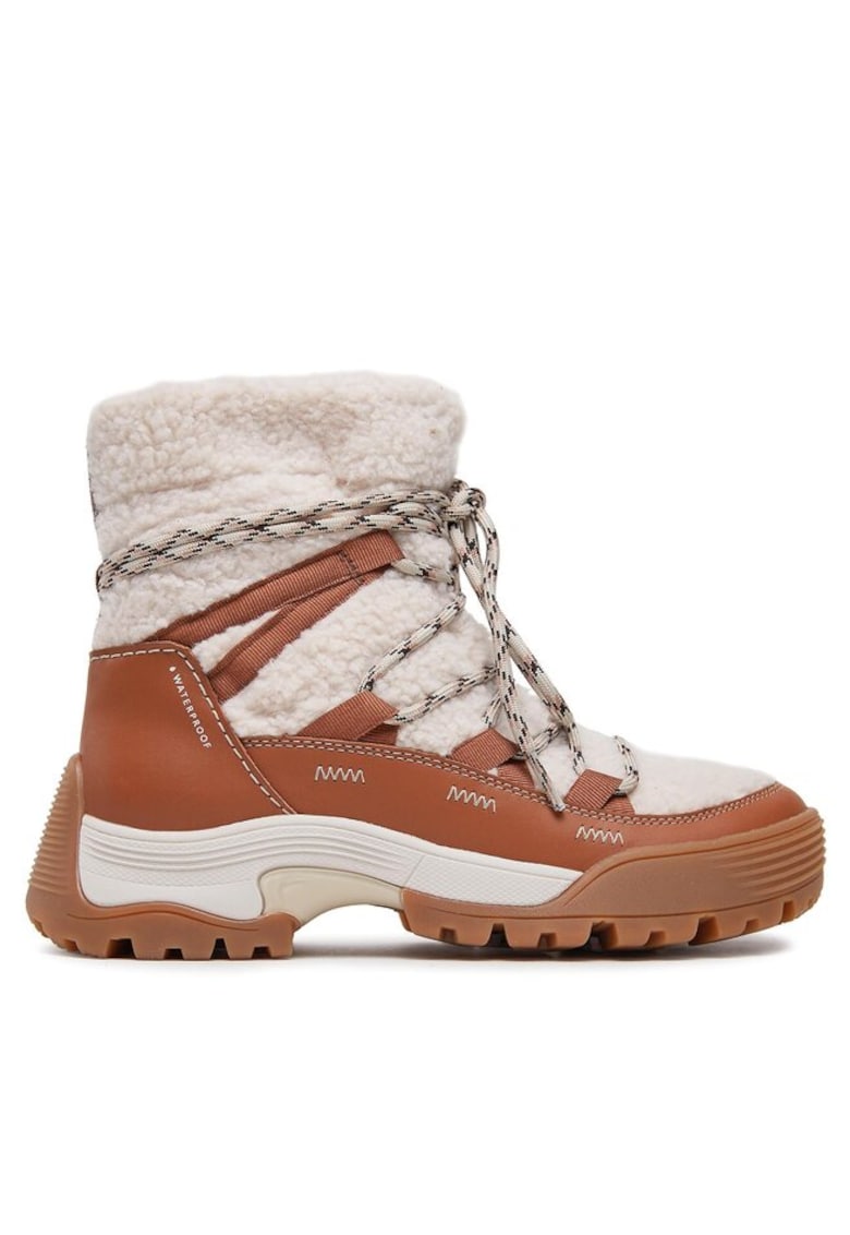 Botine dama 302933402 - Piele intoarsa/Textil - Bej/Maro