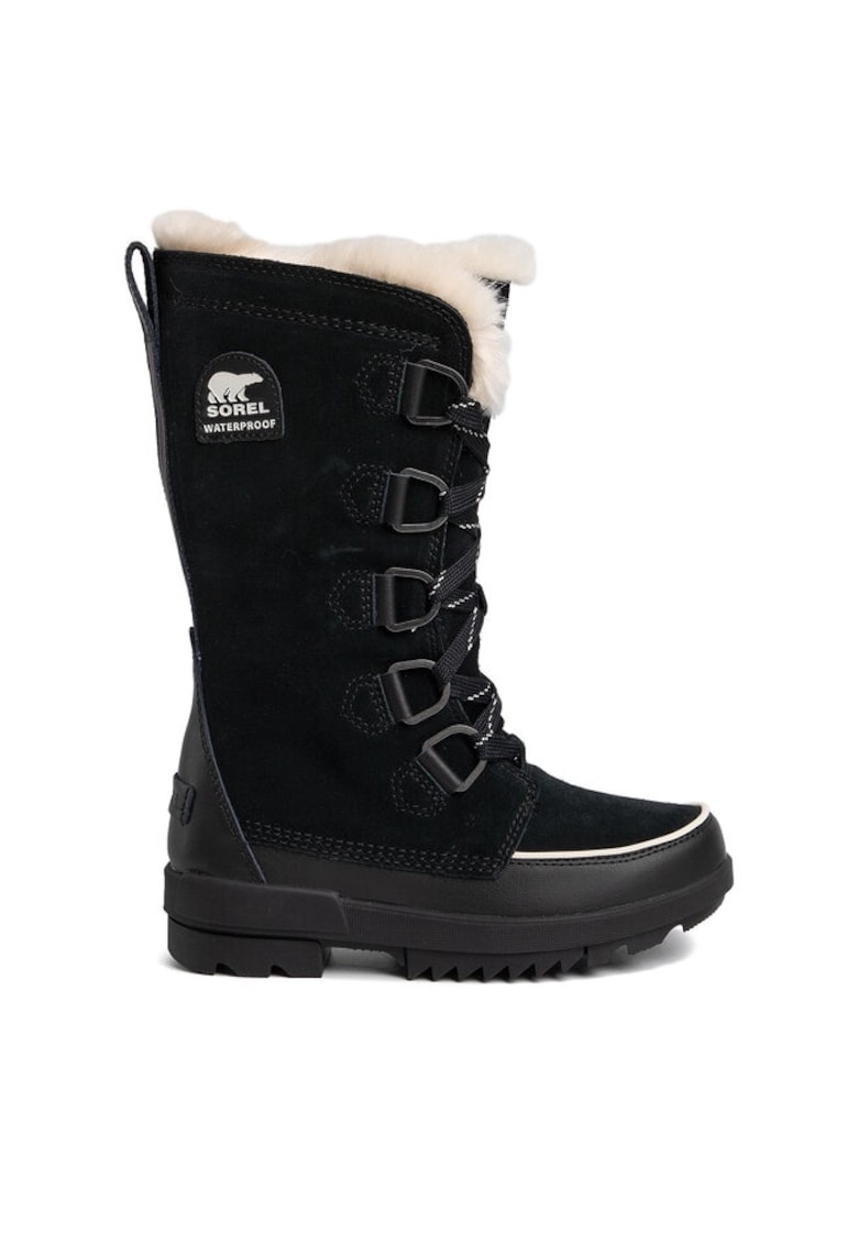 Ghete dama 201582091 - Piele intoarsa/Piele naturala/Textil - Negru