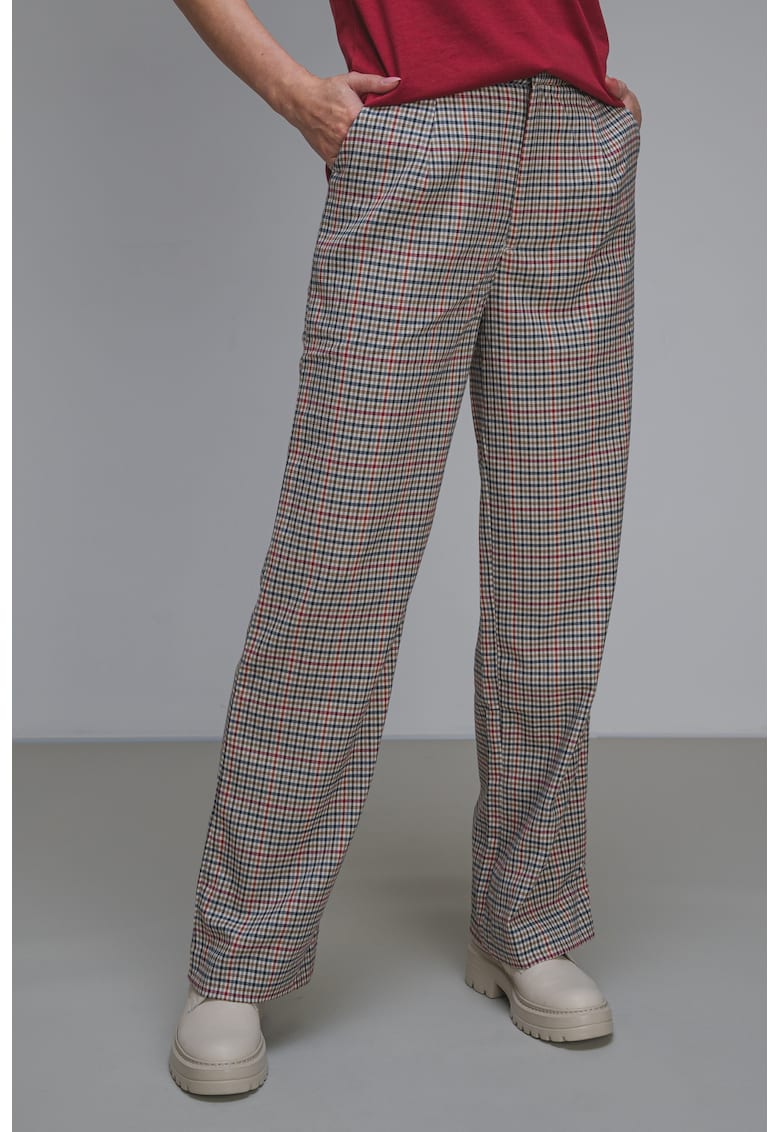Pantaloni drepti cu model in carouri Bristol