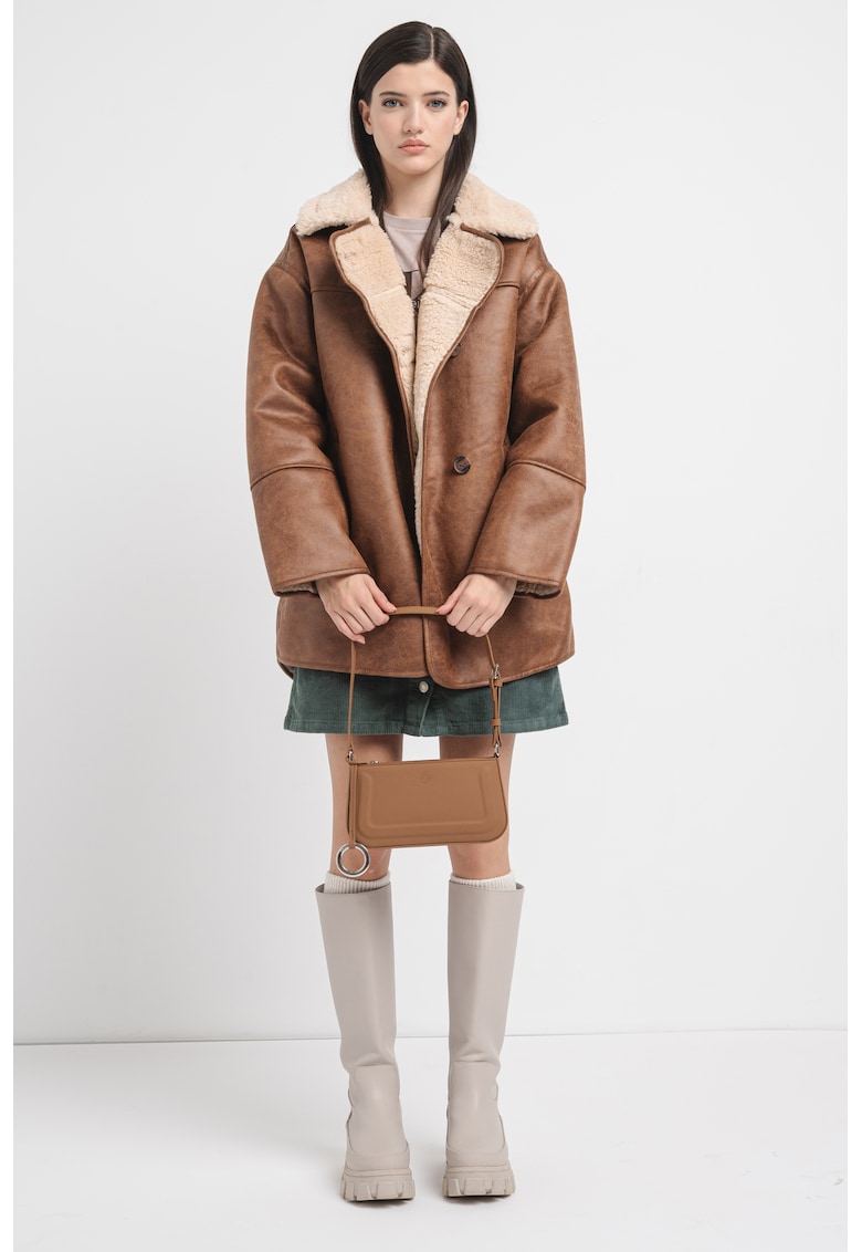 Palton supradimensionat din piele ecologica