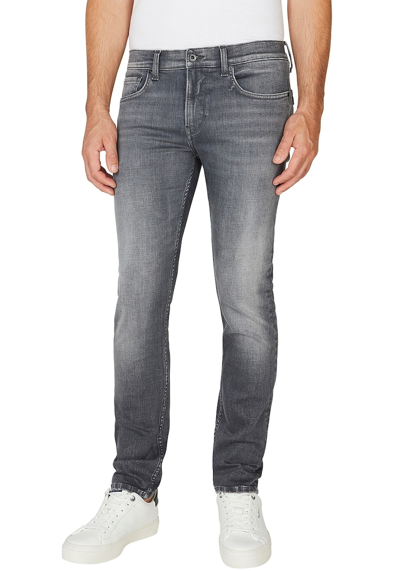 Blugi cu talie medie si model uni