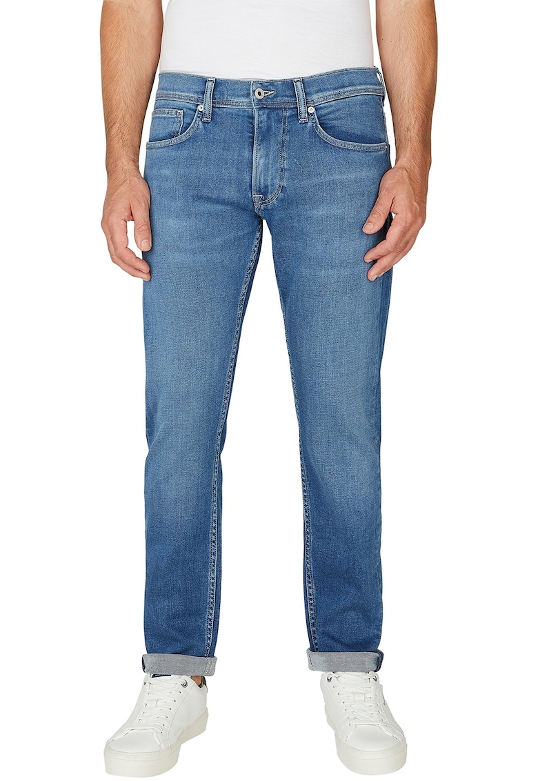 Blugi cu talie medie si croiala dreapta Blugi cu talie medie si croiala dreapta