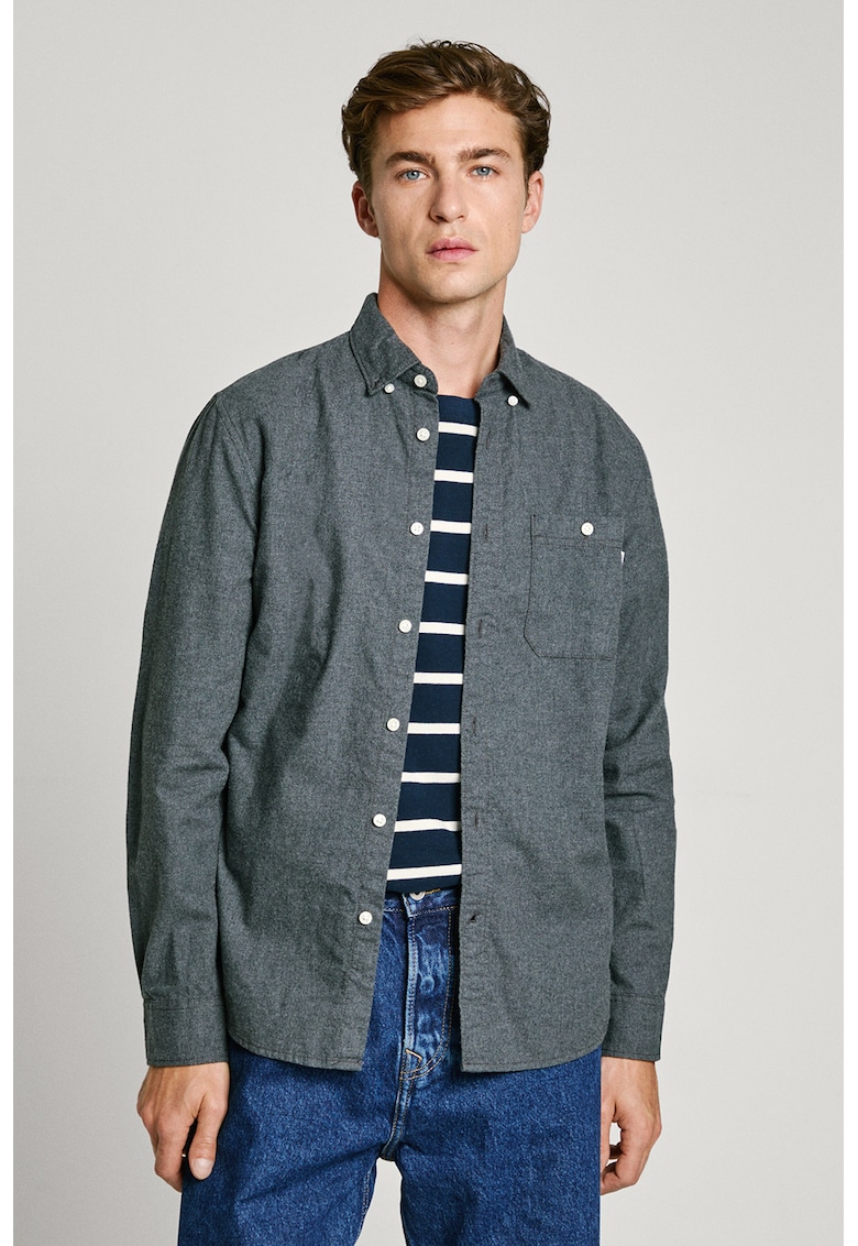 Camasa regular fit de bumbac - Gri inchis