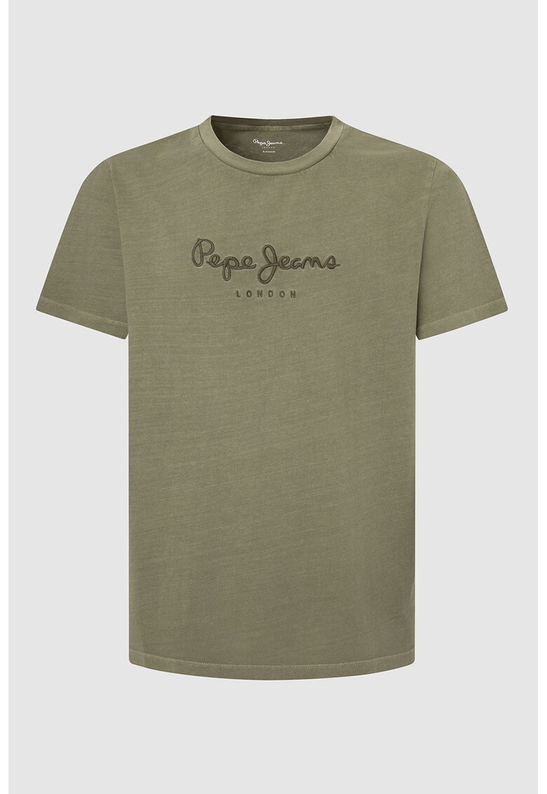 Tricou cu decolteu la baza gatului si broderie logo Eggo