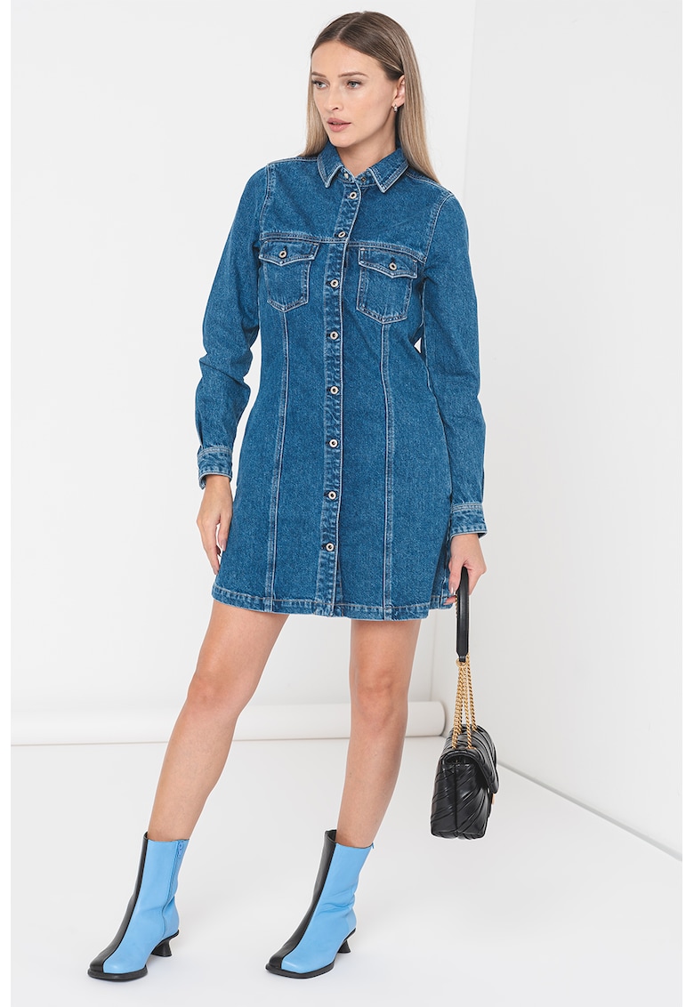 Pepe Jeans London - Rochie de denim cu maneci lungi