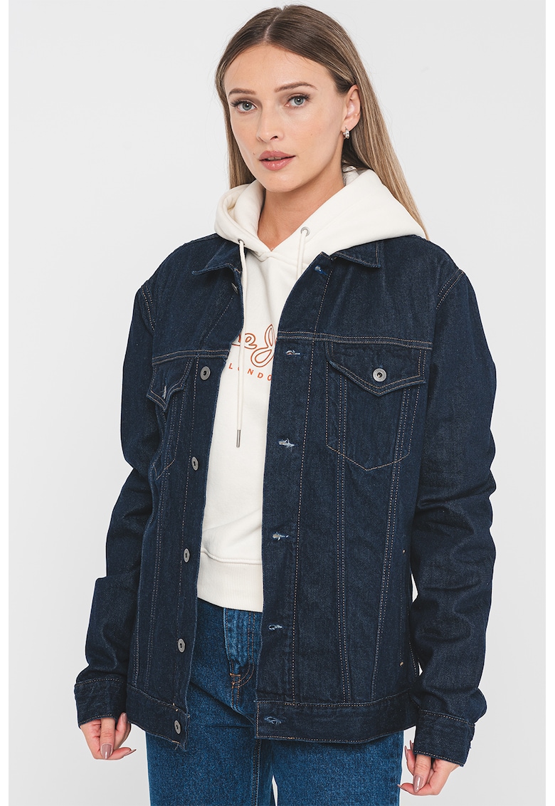 Pepe Jeans London - Jacheta unisex de denim cu buzunare cu clapa