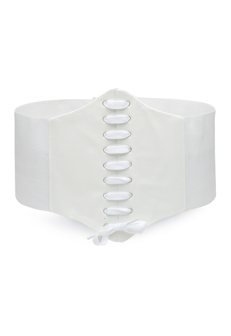 Corset cu garnituri de piele ecologica - Alb