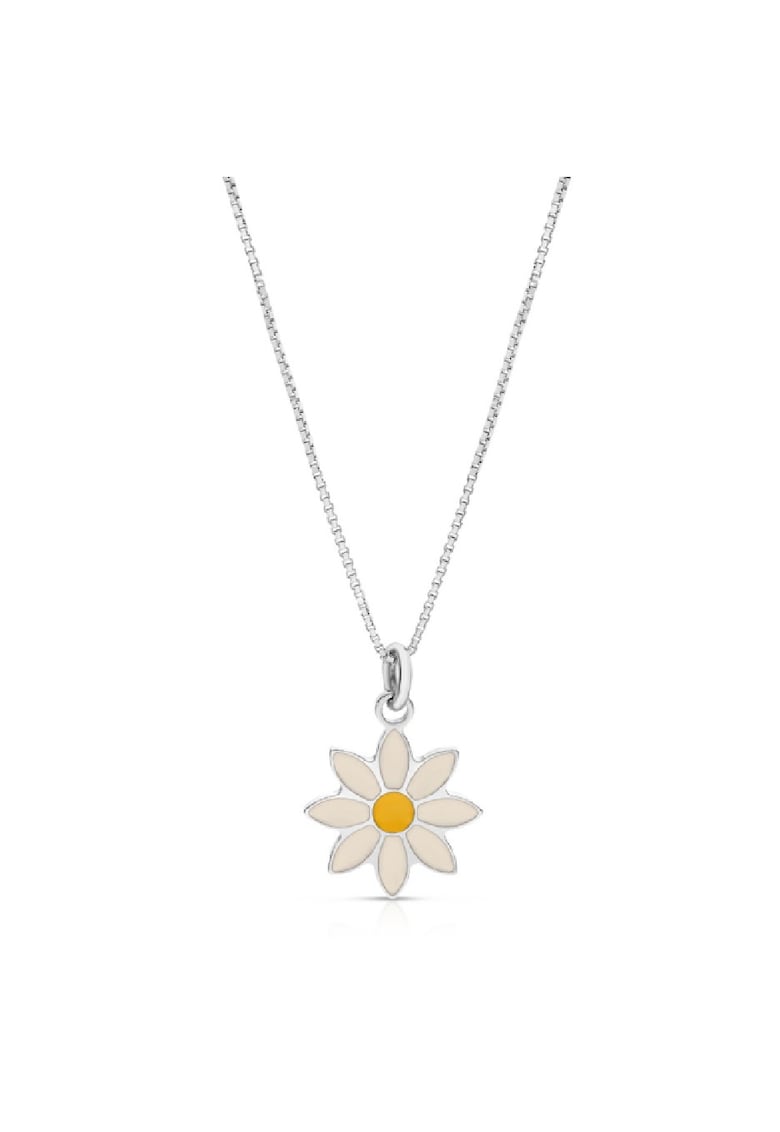 Colier Pentru Copii Floare Margareta din Argint 925 - Placat cu Rodiu si Email -