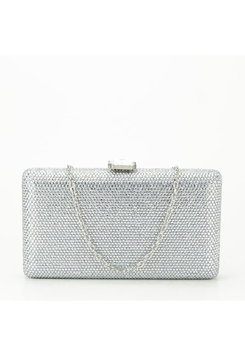Geanta clutch verde cu pietricele BJH-715 06 15427 - Argintiu
