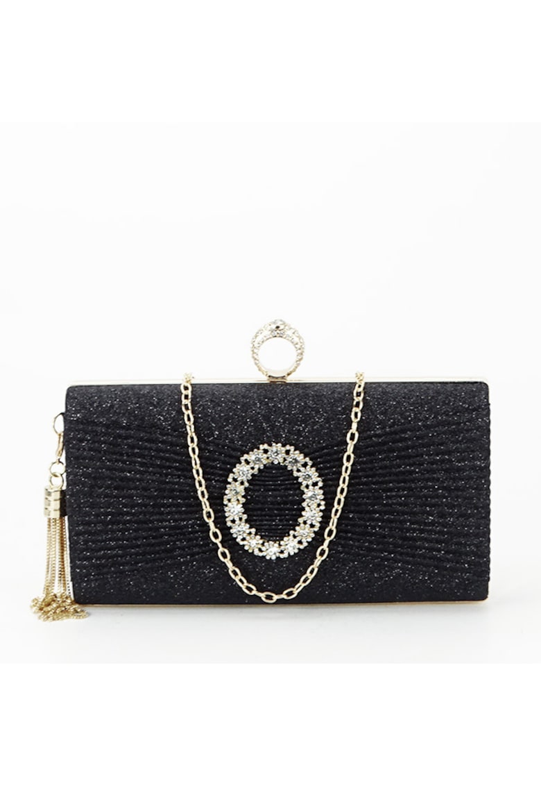 Geanta clutch negru cu brosa BYH-8815 05 14932