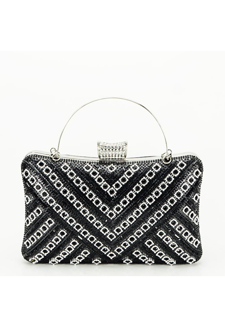 Geanta clutch neagra cu model 3d BYH-87900 06 14924
