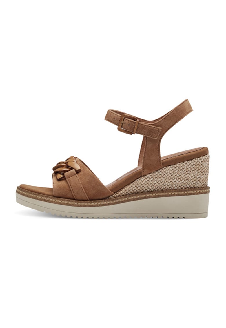 Sandale wedge din piele intoarsa