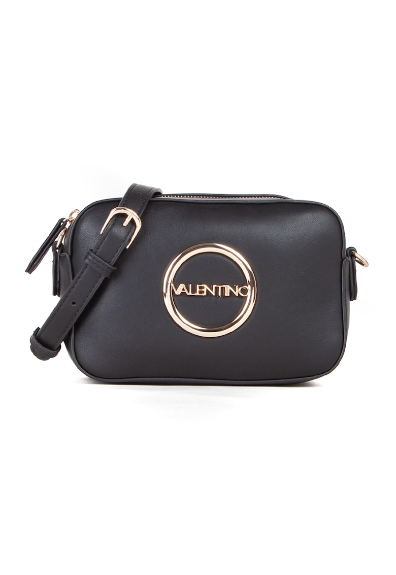 Geanta crossbody de piele ecologica cu aplicatie logo metalica