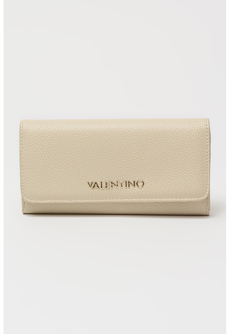 Portofel din piele ecologica cu logo metalic Brixton - Crem