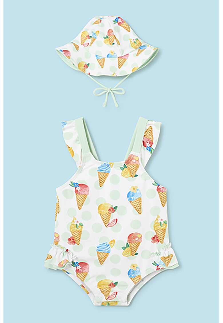 Set de palarie si costum de baie cu model grafic