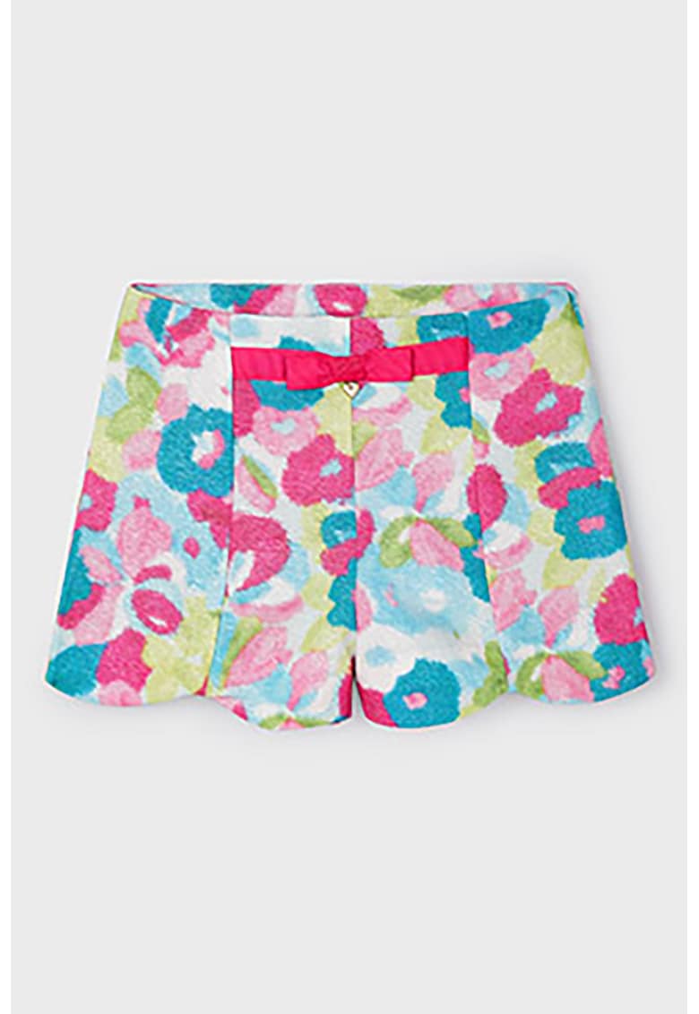 Pantaloni scurti cu model floral si aplicatie funda