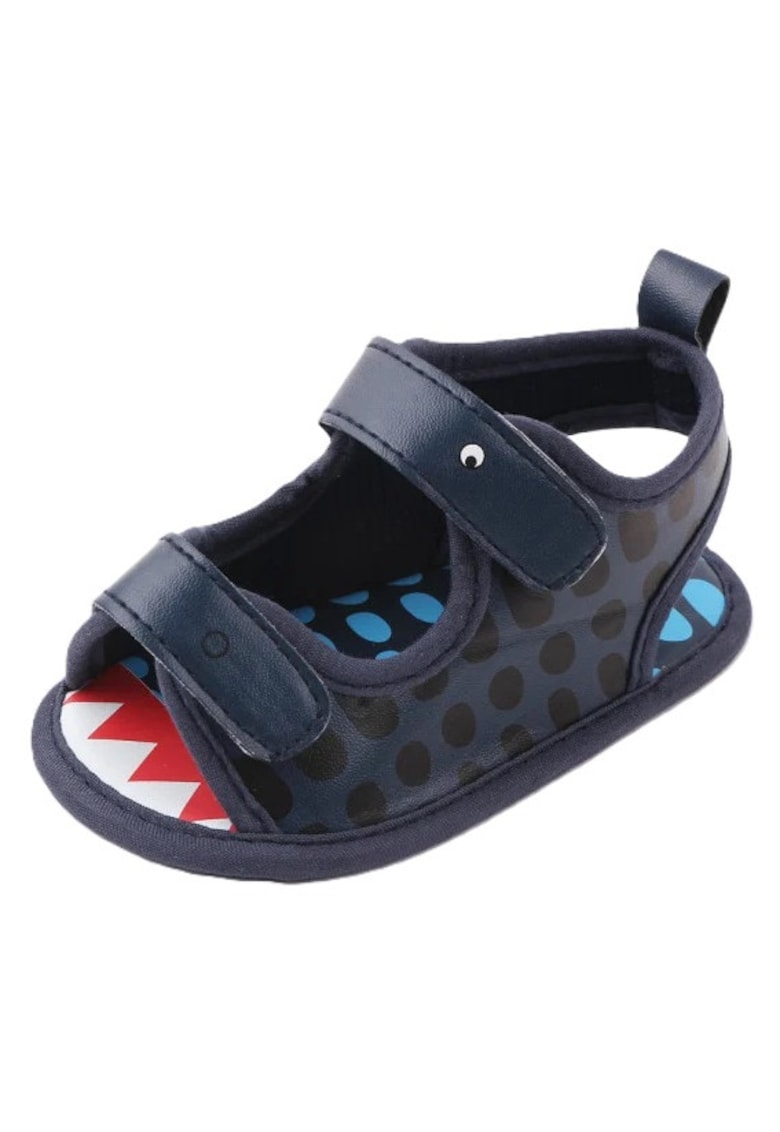 Sandale Cu Barete - Model Croco - Casual - Baieti - Piele ecologica - Bleumarin - Negru