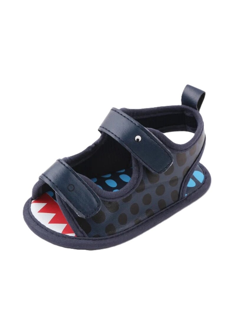 Sandale Cu Barete - Model Croco - Casual - Baieti - Piele ecologica - Bleumarin - Negru