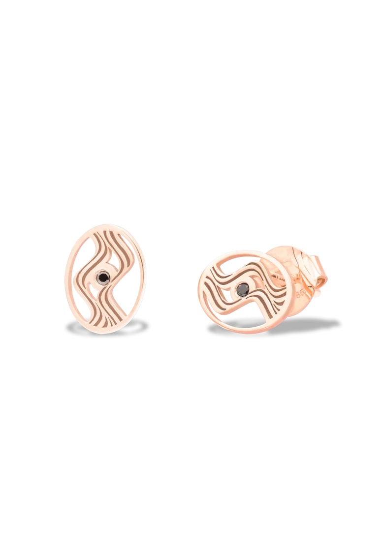 Cercei mini AURORA BOREALIS cu diamante negre - aur 14K