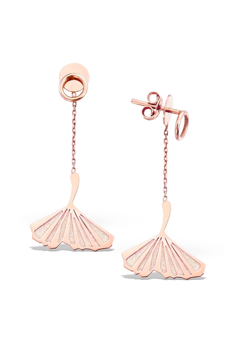 Cercei lungi PAGODA LEAVES - aur 14K