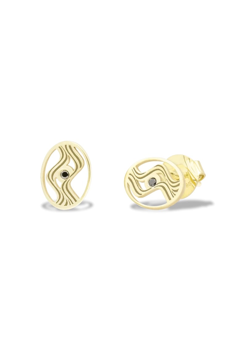 Cercei mini AURORA BOREALIS cu diamante negre - aur 14K