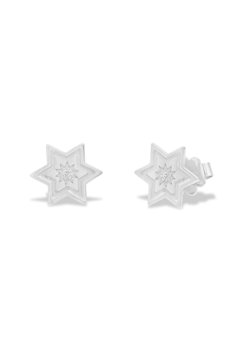 Cercei cu diamante naturale INTERSTELLAR - aur alb 14K