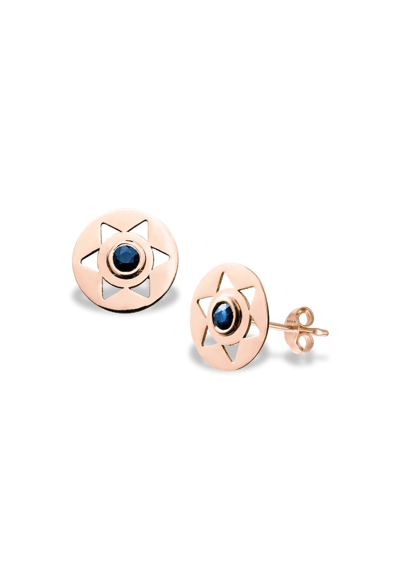 Cercei cu safire DARK BLUE STARS - aur 14K