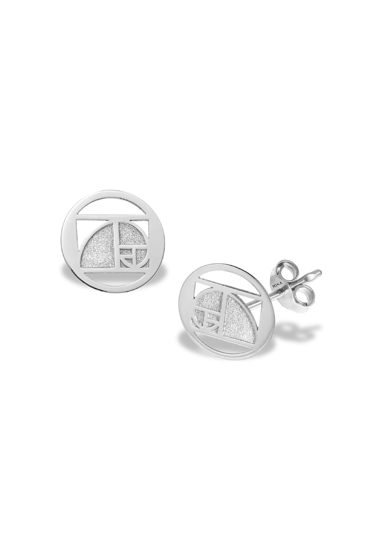 Cercei mini THE GOLDEN RATIO - aur alb 14K