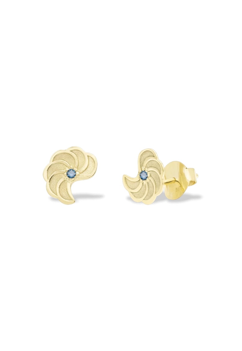 Cercei OCEAN FLOWERS cu diamante naturale albastre - aur galben 14K