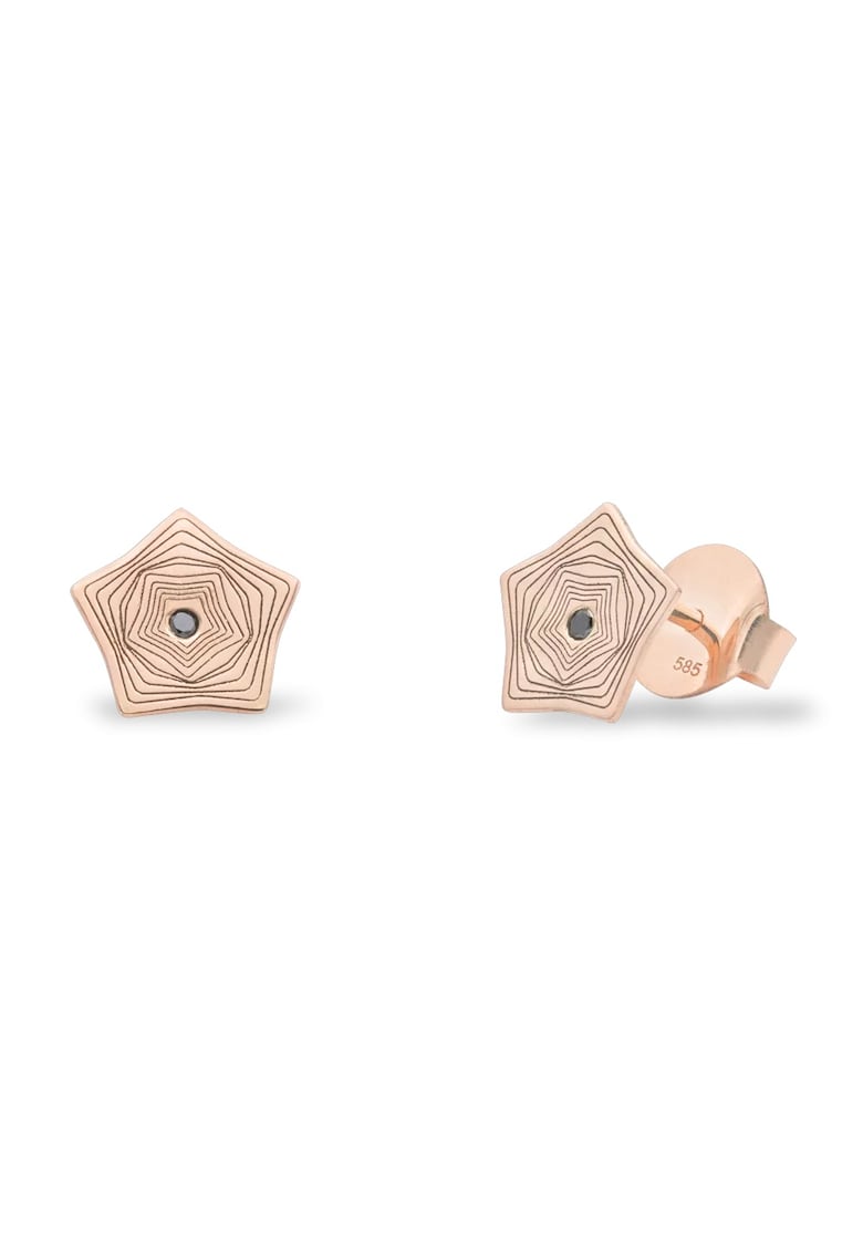 Cercei mini NORTHERN LIGHTS cu diamante negre - aur 14K