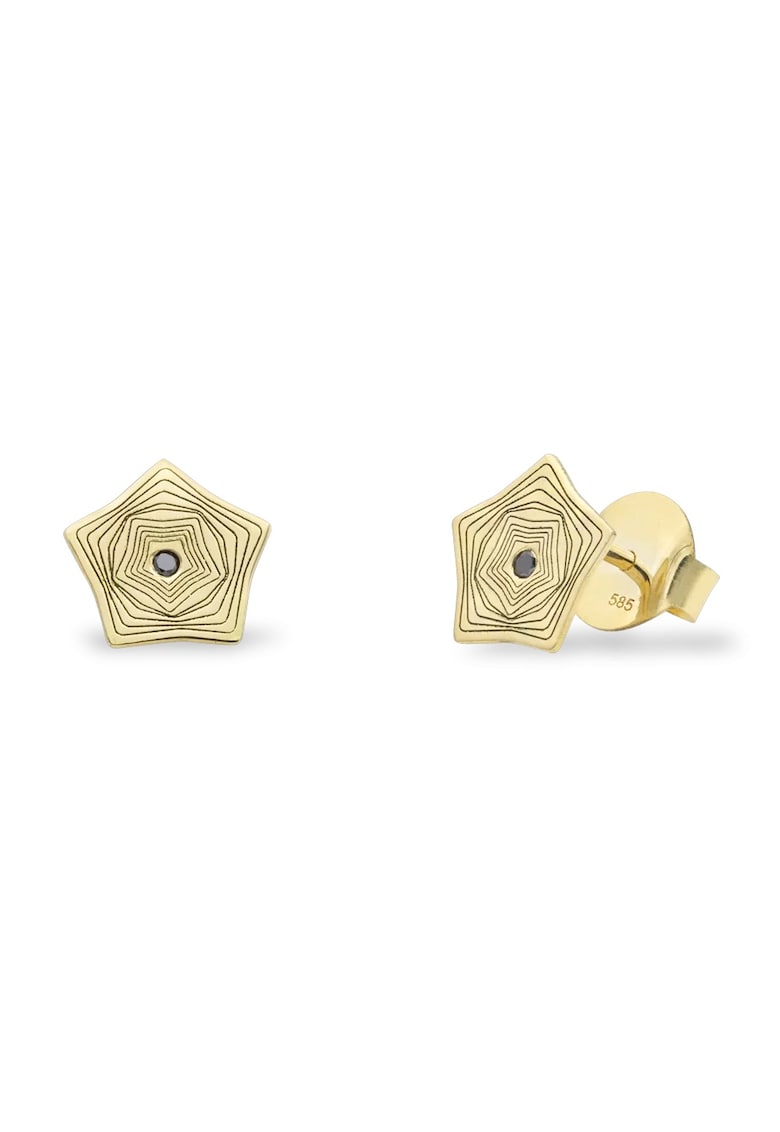 Cercei mini NORTHERN LIGHTS cu diamante negre - aur 14K