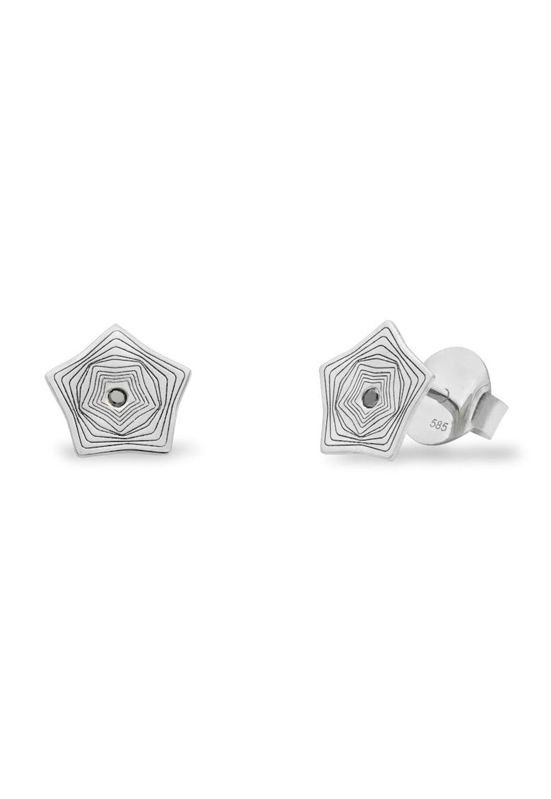 Cercei mini NORTHERN LIGHTS cu diamante negre - aur alb 14K