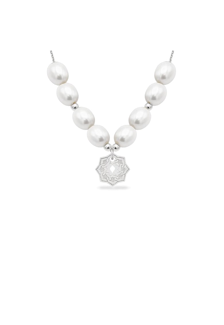 Colier cu perle veritabile de cultura SILK DOME - aur 14K - Alb