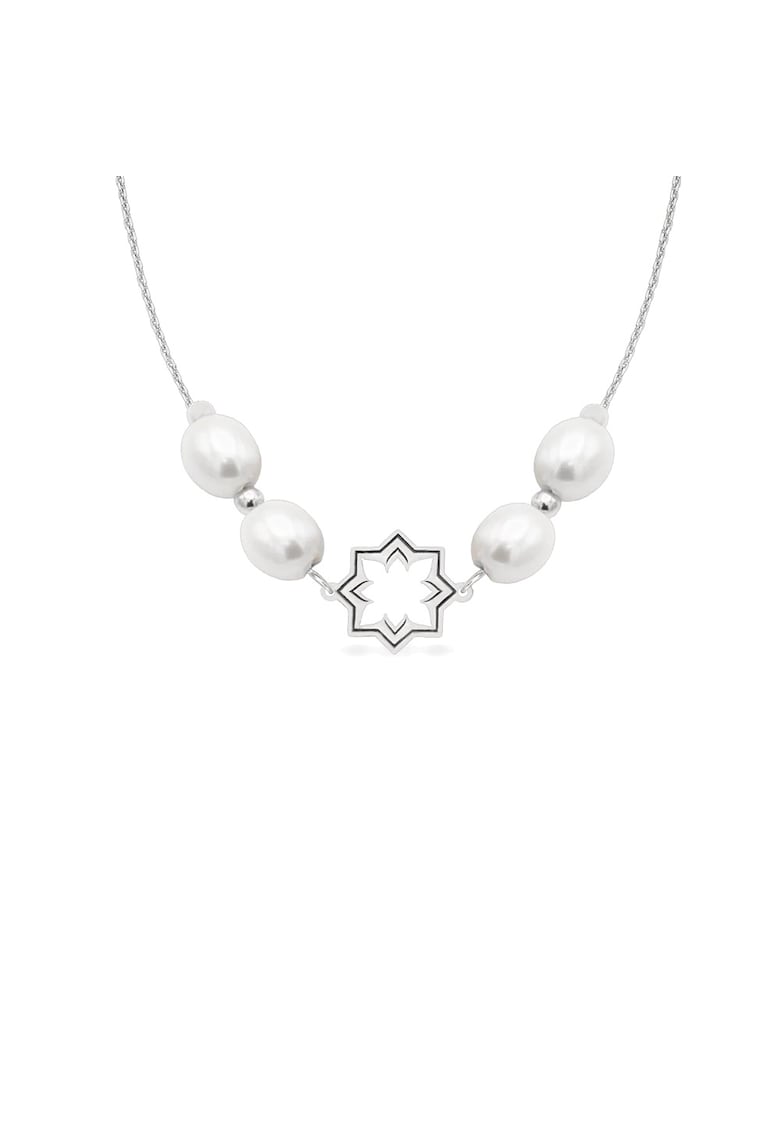 Colier la baza gatului cu perle veritabile de cultura PEARL OF SAMARKAND - aur 14K - Alb