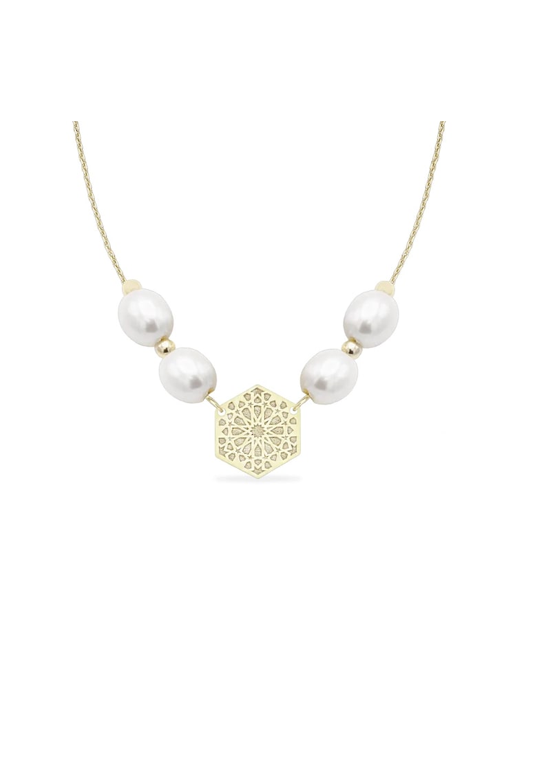 Colier la baza gatului cu perle veritabile de cultura DESERT WIND - aur 14K - Galben