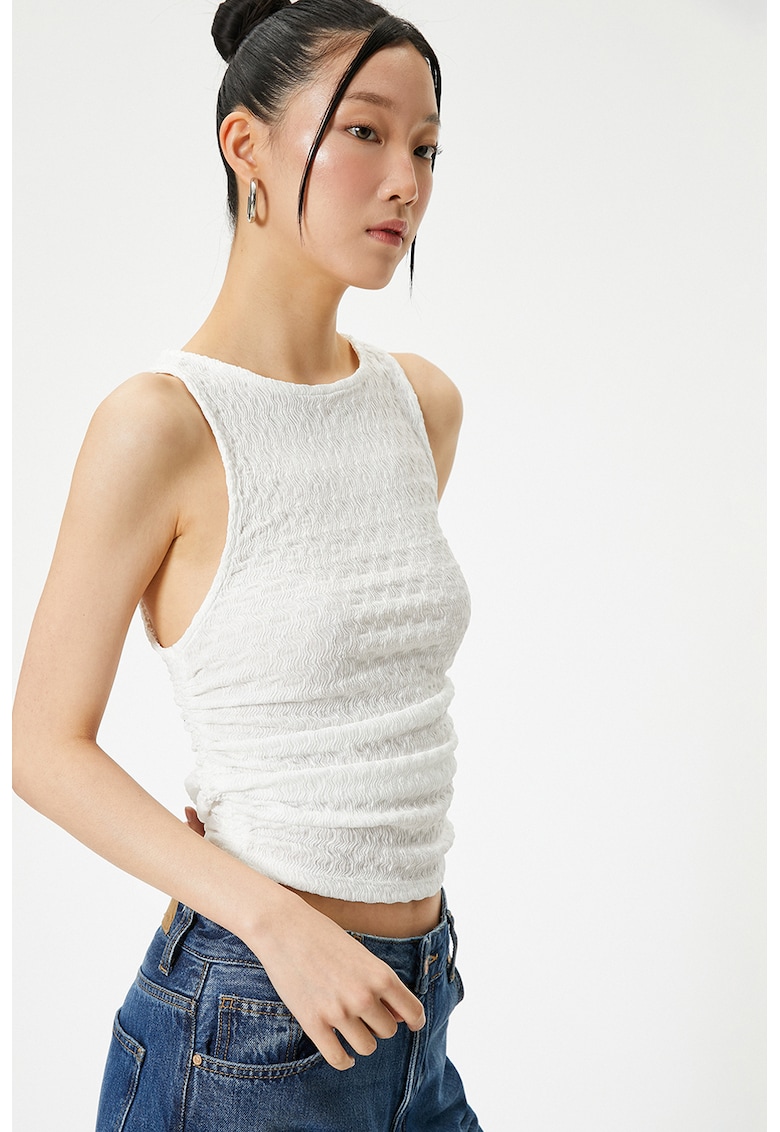 Top crop texturat - Alb