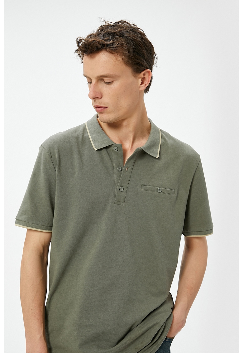 Tricou slim fit polo de bumbac - Verde feriga