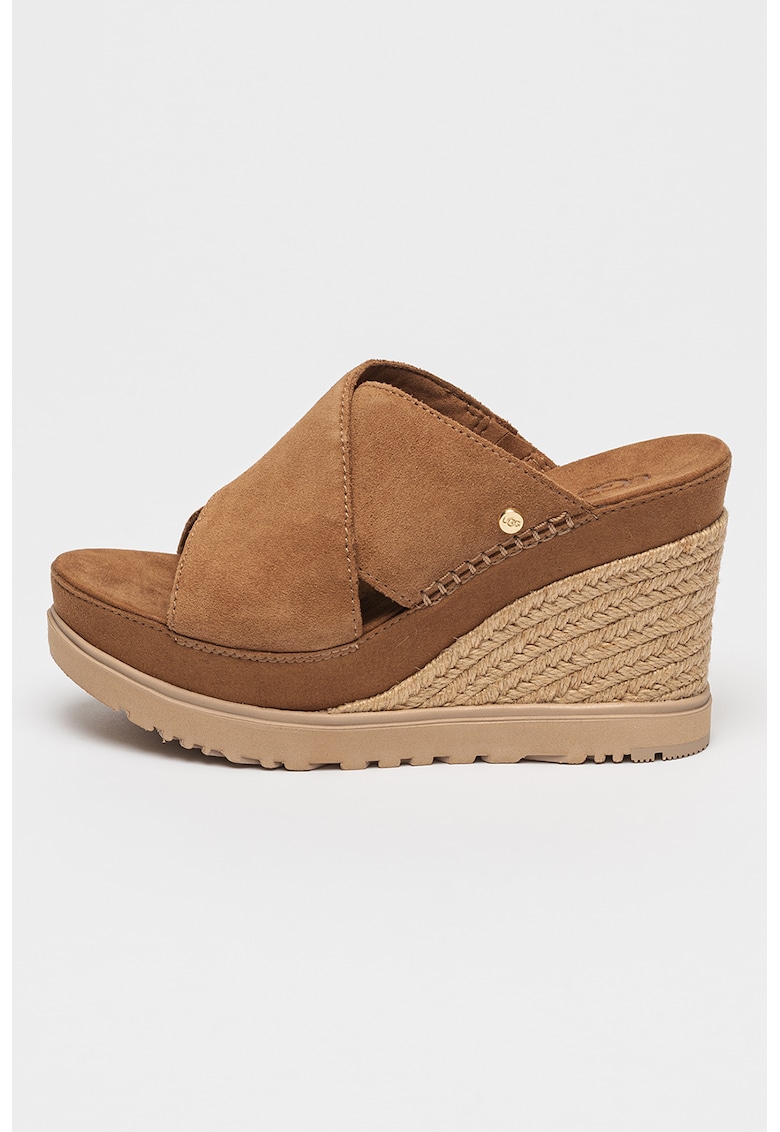 Papuci wedge de piele intoarsa Abbot