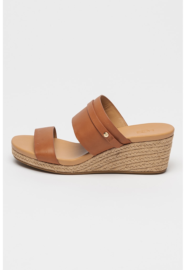 Papuci wedge de piele Ebelle