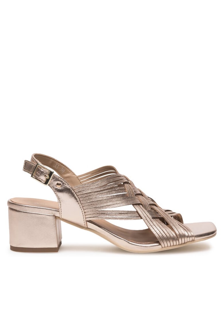 Sandale dama din piele naturala aurii - Auriu