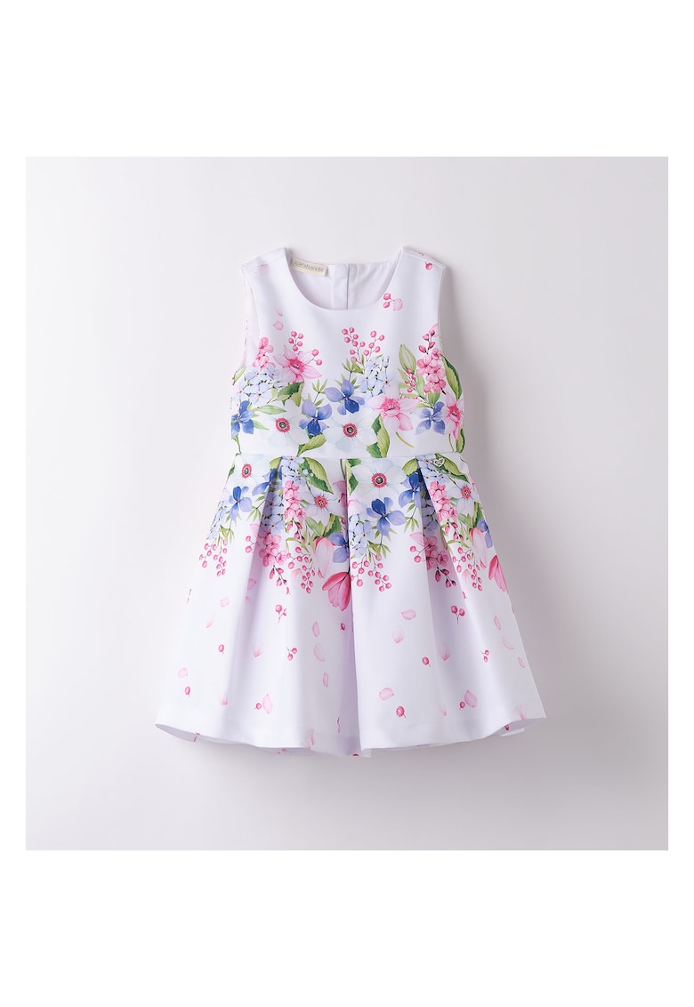 Rochie eleganta cu imprimeu floral pentru fete - 0.8334 - Alb/Roz - Alb/Roz/Albastru