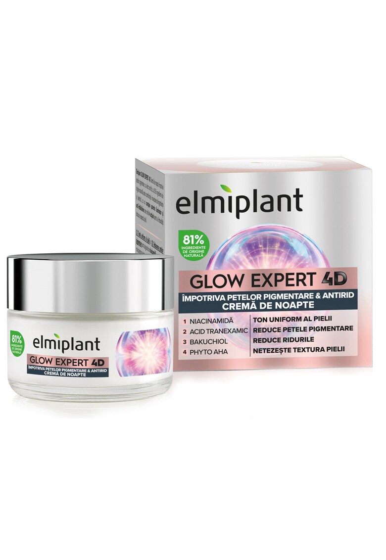 Crema de noapte Glow Expert 4D impotriva petelor pigmentare - antirid - cu Niacinamida si Bakuchiol - 50 ml