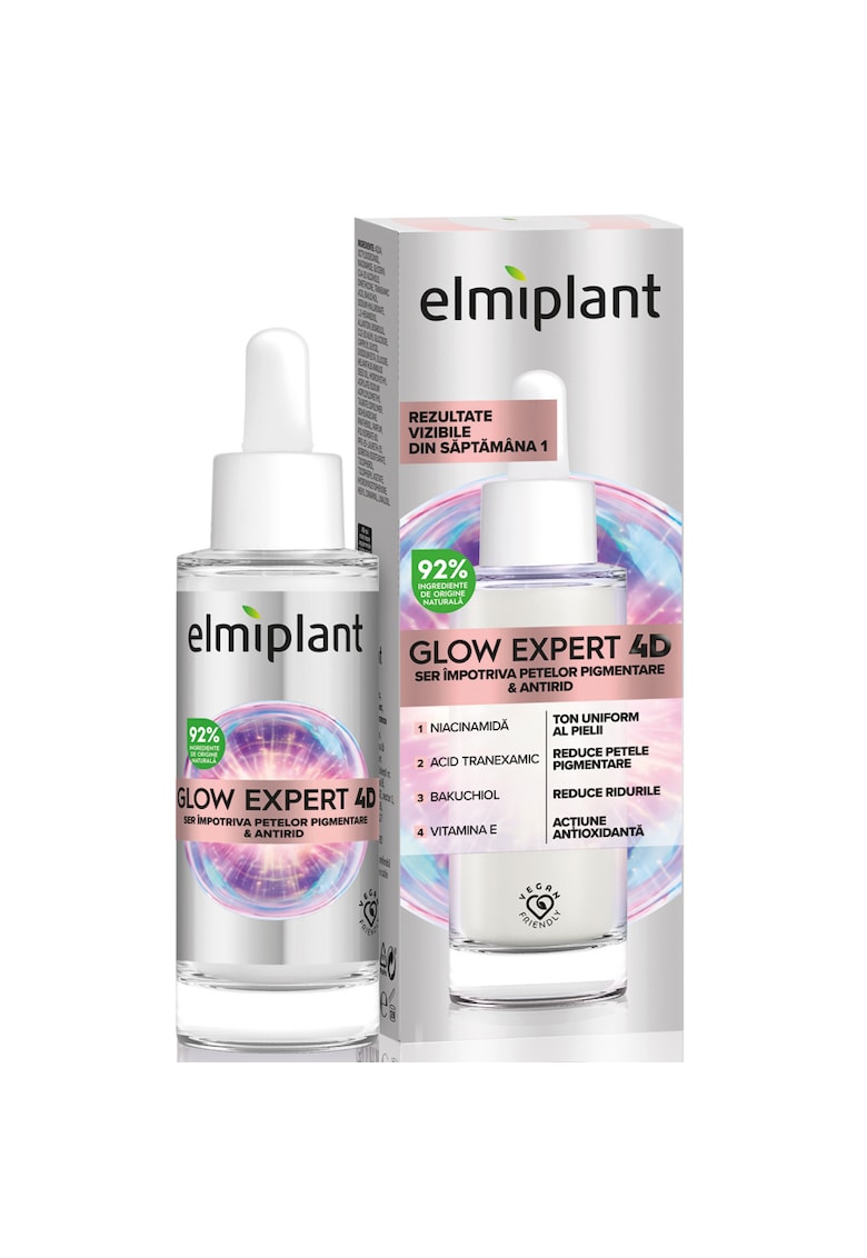 Ser pentru fata Glow Expert 4D impotriva petelor pigmentare - antirid - cu Niacinamida si Bakuchiol - 30 ml