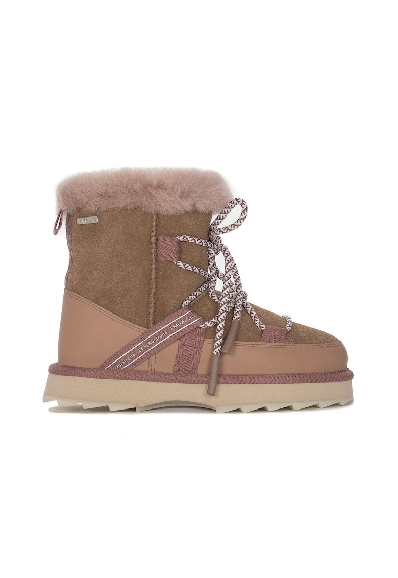 Botine dama piele naturala - maro/roz -