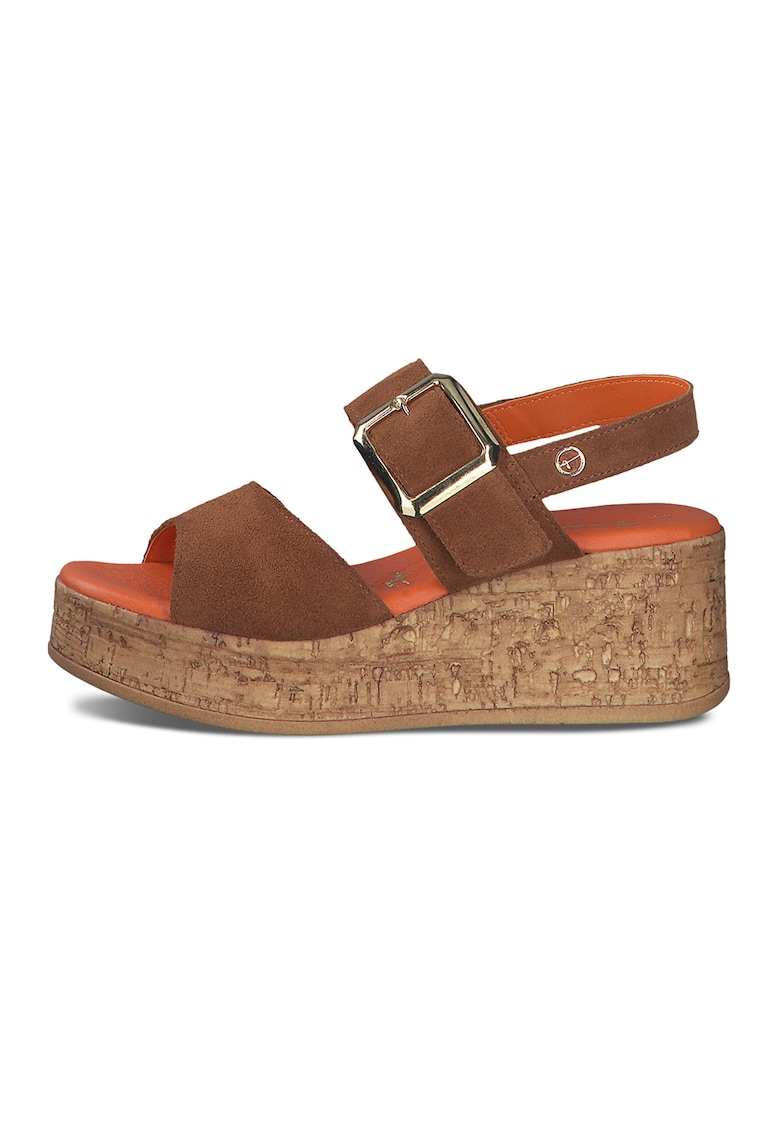 Sandale wedge din piele intoarsa