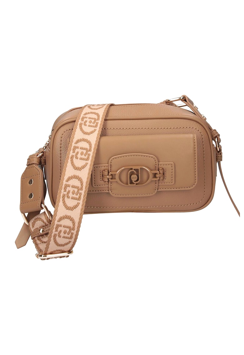 Geanta crossbody cu bareta cu logo - Caramel