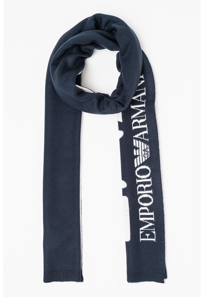 Fular unisex cu imprimeu logo - Alb/Albastru ultramarin