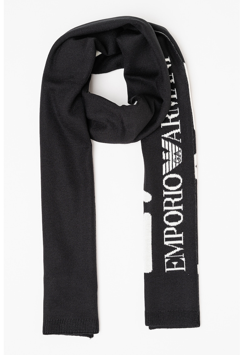 Fular unisex cu imprimeu logo - Alb/Negru